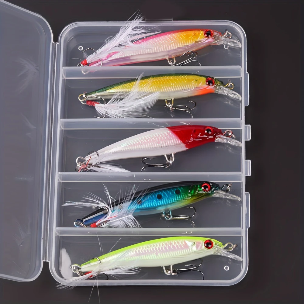 Fishing Hook Treble - レーザー3Dアイズバイオニックミノー釣りルアー5個/箱 - 13.3g/6.8g ハードベイト、フェザートリプルフック付きでより多くの魚を捕まえる