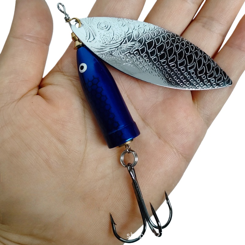 Fishing Hook Treble - 2個入り 9-37g メタルシルバー回転スパンコールスプーンルアー スピナー釣り用ハードベイト 羽根付きトリプルフック付き トラウト、パーチ、パイク釣り用