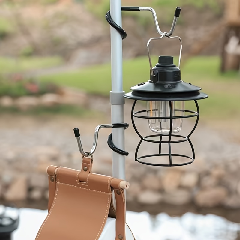 Fishing Hook Stainless Steel - ステンレス製ライトスタンドホルダーフック ポータブルテントポールランプハンガー ハンティングフィッシングランタンハンガー 穴あけ不要のバルコニーフック