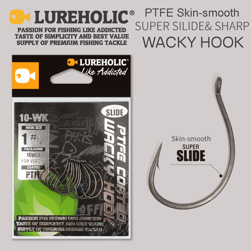 Fishing Hook Assortment - LUREHOLIC PTFE スーパースライドワッキーフックドロップショット用ステンレス鋼オフセットワッキーフッククランクワーム釣り針釣りアクセサリー