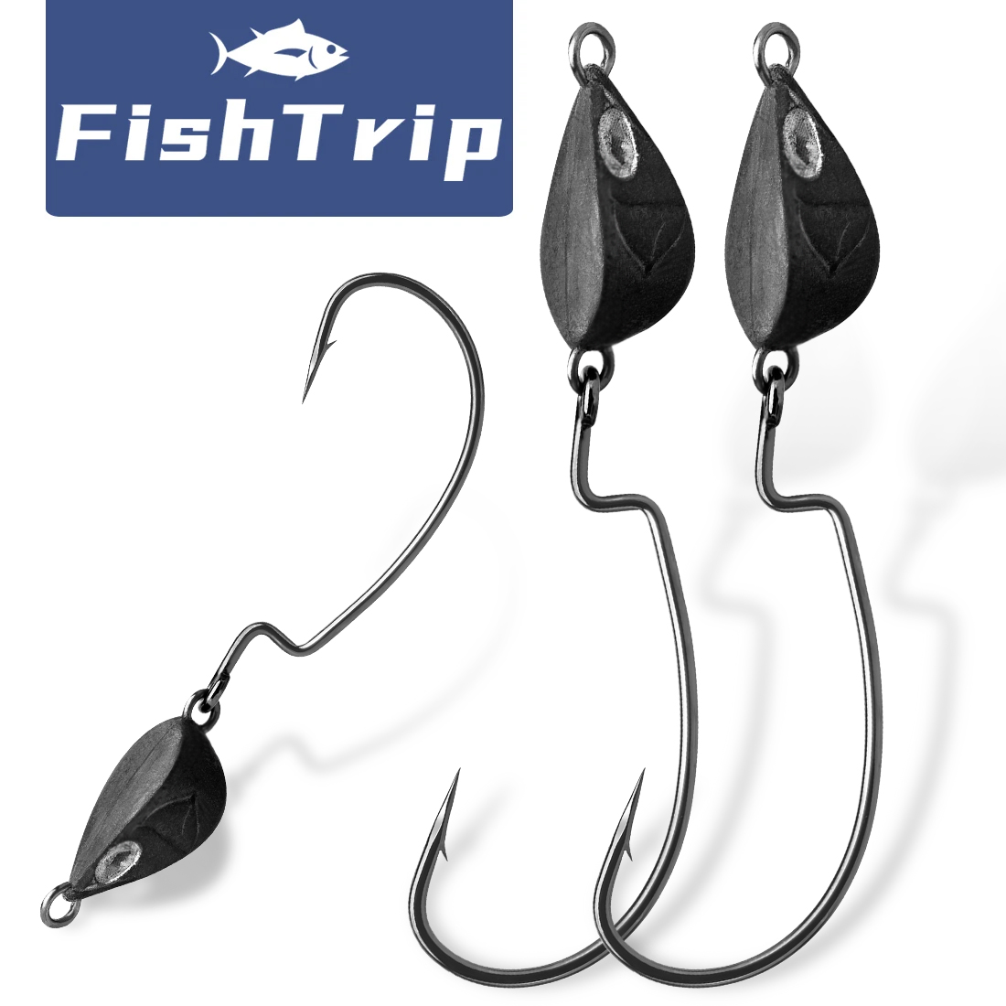 Fishing Hook Weedless - FishTrip 10 個ジグヘッド釣りフックウィードレスアンダースピンバス釣り海水淡水用