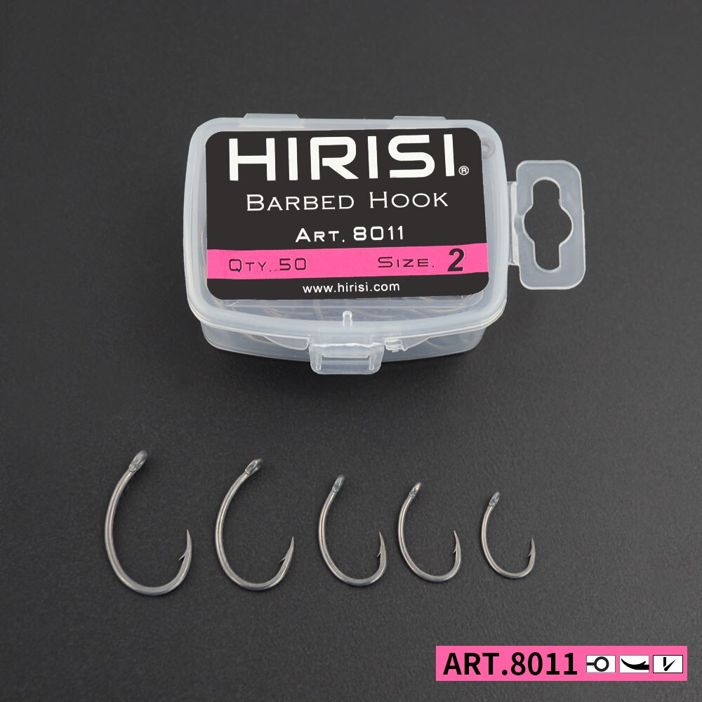 Fishing Hook Assortment - HIRISI-高炭素鋼含有量釣り針,50個,ボックス付き,8011