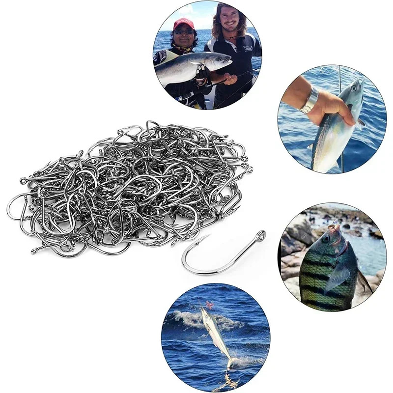 50-1600 個/箱釣り針炭素鋼強力な鋭いシルバーサークル - Fishing Hook Assortment のレビューと価格